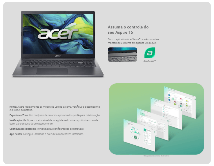 Notebook Acer Aspire 15 A15-51M-54E6 i5 8GB SSD 512GB - Ibyte Notebook Acer Aspire 15 A15-51M-54E6 i5 8GB SSD 512GB - Ibyte